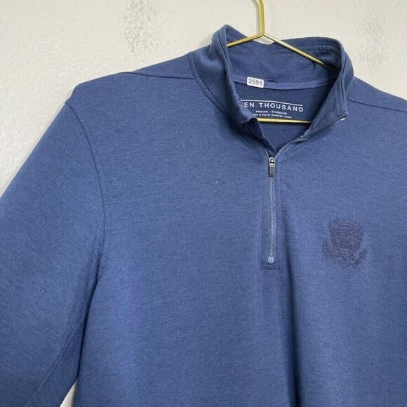 Ten Thousand Sweatshirt Mens Medium Merino Wool 1/4 Zip Pullover Great Seal USA - Picture 2 of 8